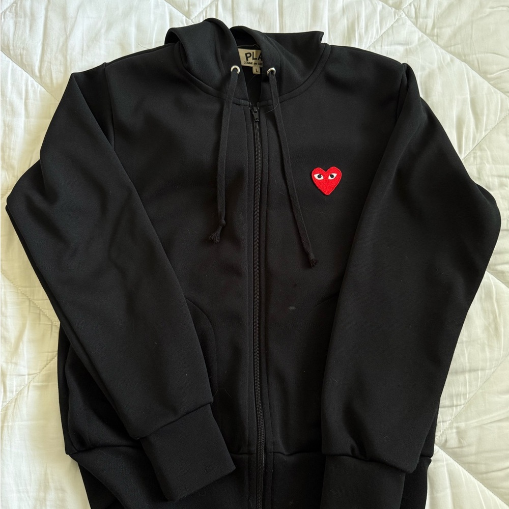 Comme des Garcons Black and Red Heart Hoodie
